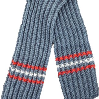 Blauwe sjaal met rode en witte strepen