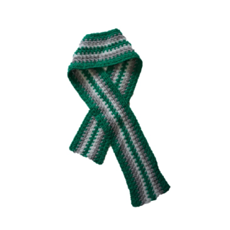 sjaal groen met grijze en witte strepen